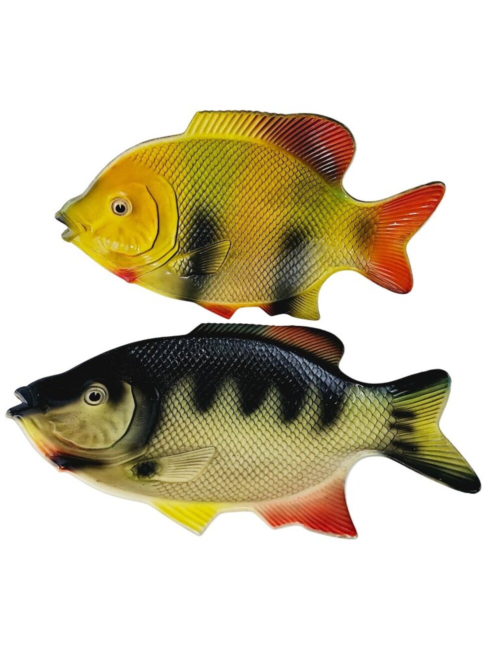 Vintage 70's Hoover Melamine Rainbow Fish Decor or Trays, Set of 2